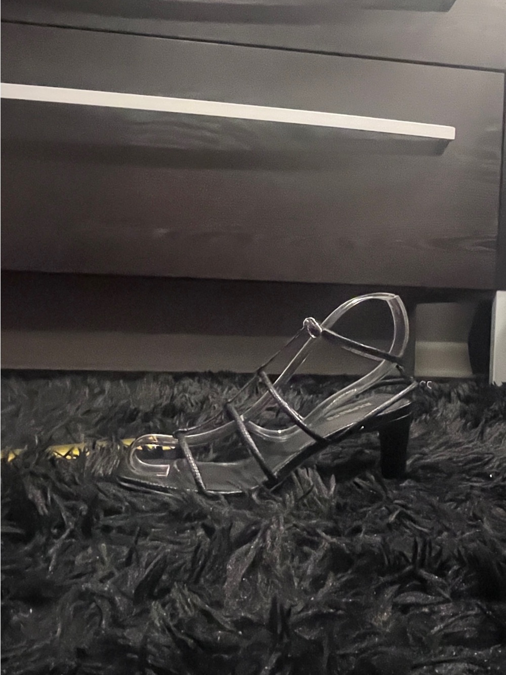 Express Black Strappy Mid-Heel Sandals
